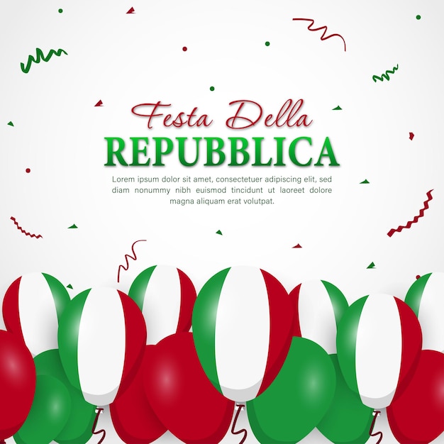 Festa della repubblica italiana república de italia día 2 de junio bandera nacional de italia fondo vectorial