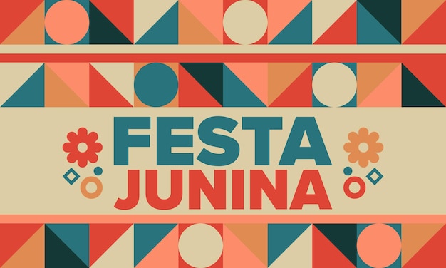 Festa Junina en Brasil Festival brasileño Feliz fiesta Bandera de Brasil Carnaval y desfile Vector