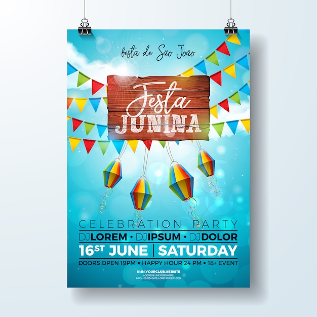 Festa junina party flyer illustration