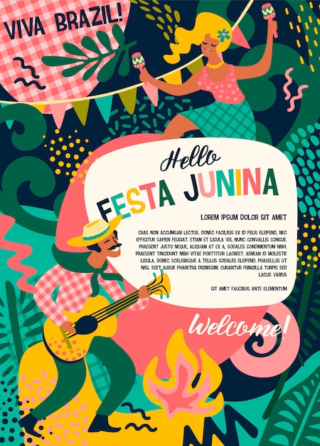 Festa junina. plantilla vector