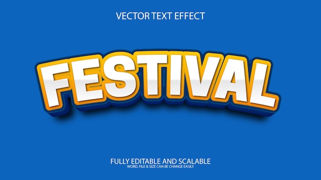 Festival 3D Totalmente editable Eps Vector Efecto de texto