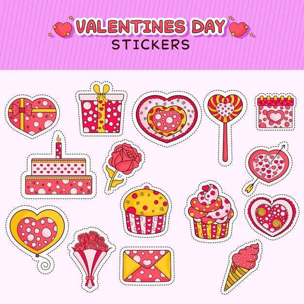 Festival de amantes del estilo de la etiqueta o conjunto de elementos del día de San Valentín