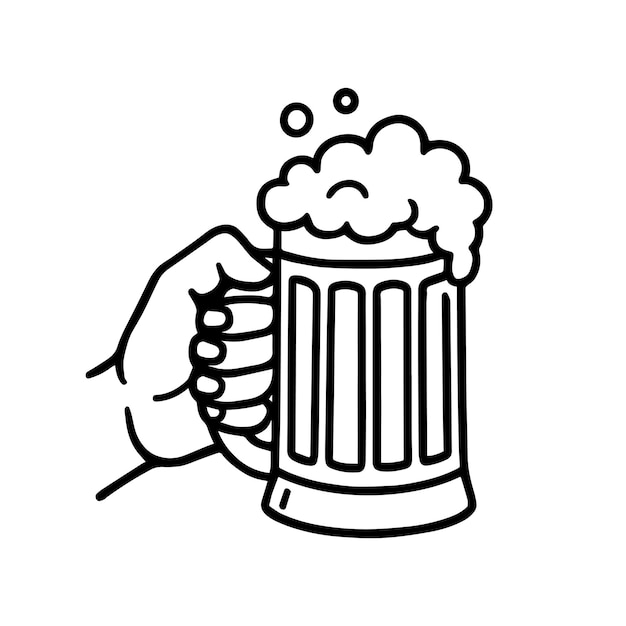 Festival de la cerveza Con la mano una taza de cerveza con espuma Oktoberfest