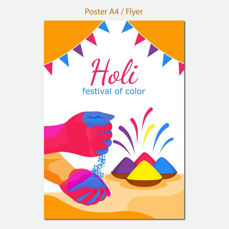 festival de color holi vector flayer diseño de banner