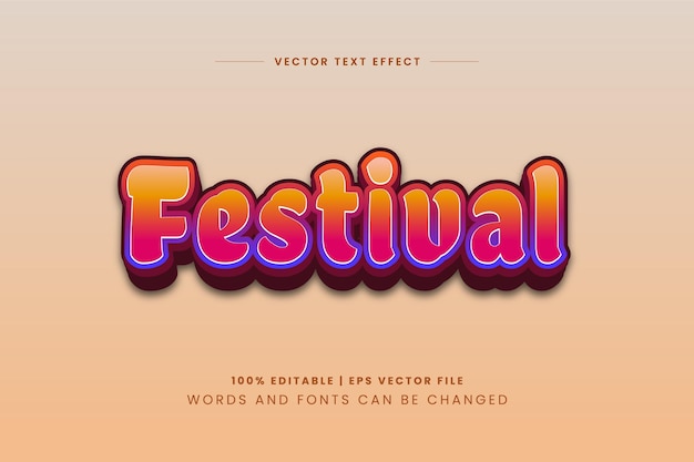 Festival Colorido Estilo Degradado Efecto De Texto Editable 3d