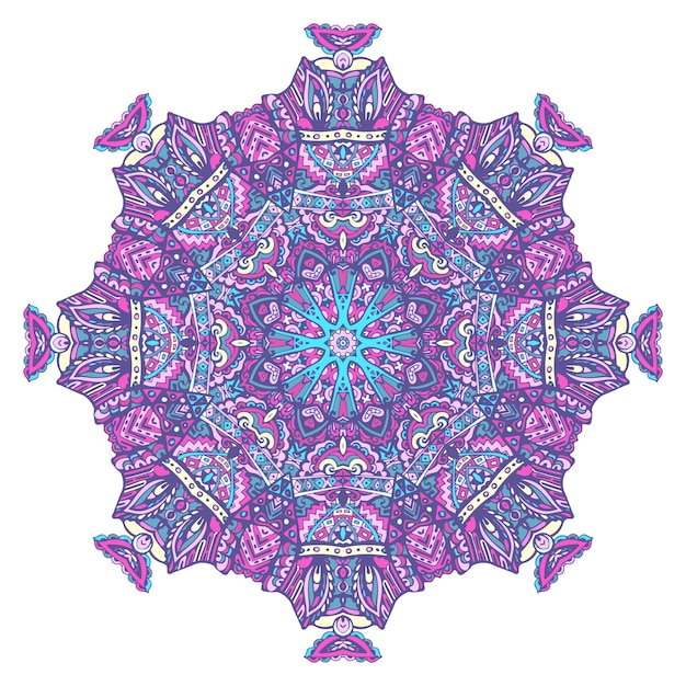 Festival colorido redondo ilustración de vector de mandala étnico sobre fondo blanco