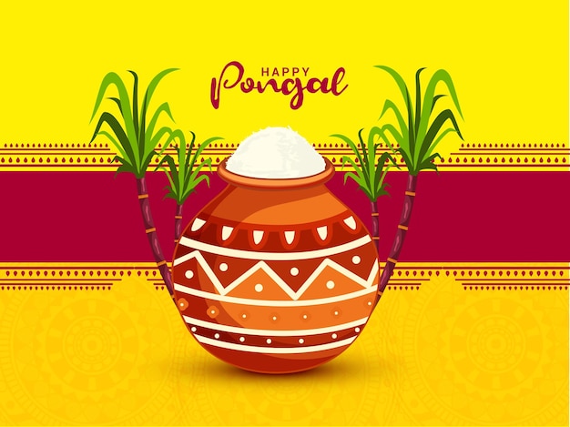 Festival de cosecha del sur de la india fondo feliz de la tarjeta de felicitación de pongal.