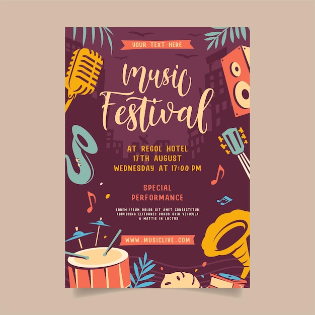 Vector festival de fiesta de música en estilo creativo con diseño de plantilla de forma moderna