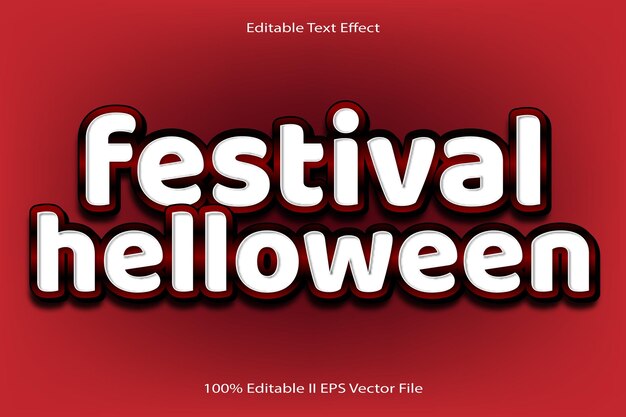 Festival Halloween Efecto de texto editable 3d Relieve Estilo degradado de dibujos animados