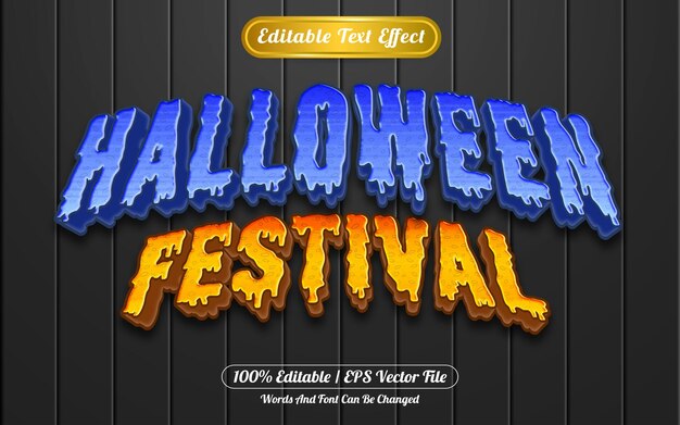 Festival de Halloween estilo de plantilla de efecto de texto editable