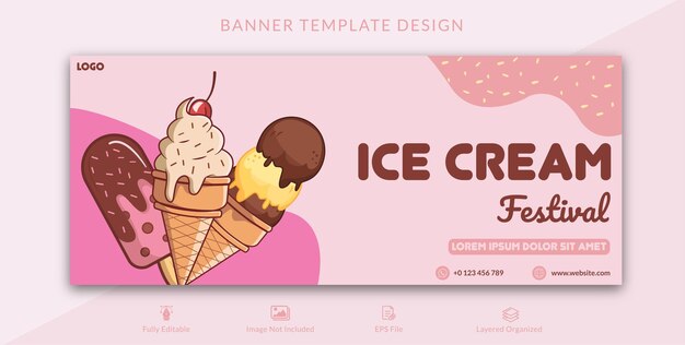 Festival de helados de diseño de banner