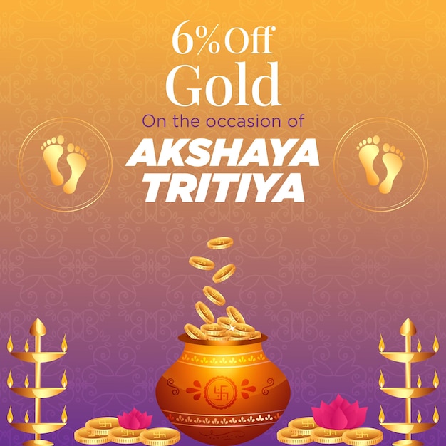 Festival hindú happy akshaya tritiya plantilla de diseño de banner