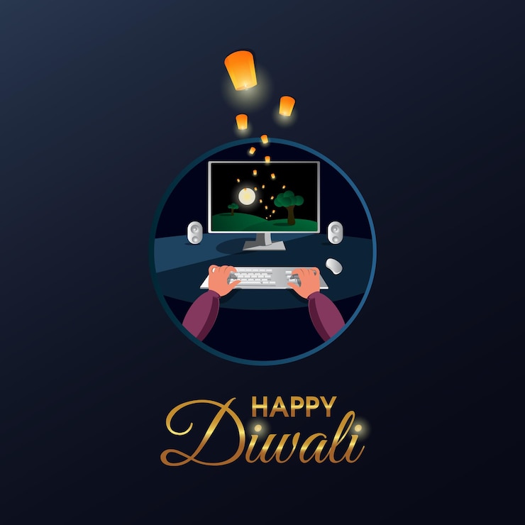 Festival indio Banner del festival Happy Diwali para gente de oficina
