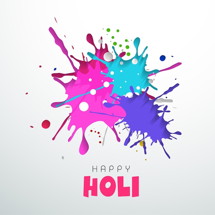 Vector festival indio de colores concepto happy holi con manchas de color y espacio para tu texto