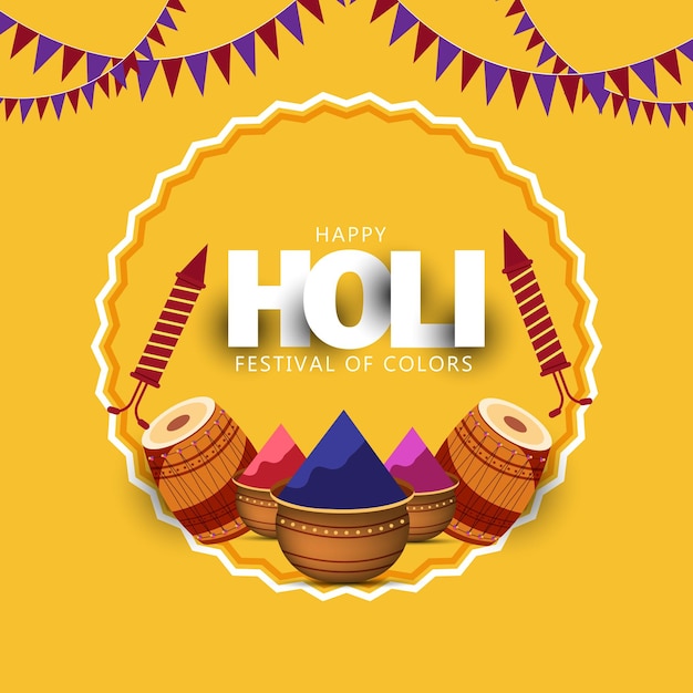 Festival indio de los colores Feliz tarjeta de felicitaciones para la celebración de Holi