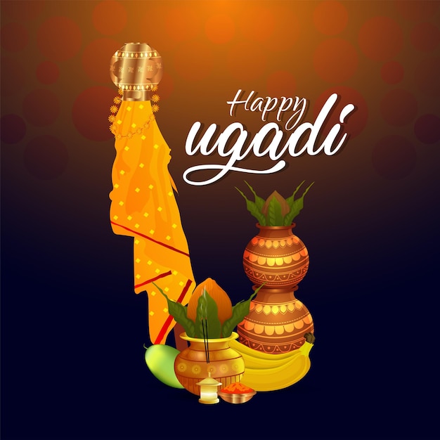 Festival indio feliz gudi padwa celebración tarjeta de felicitación
