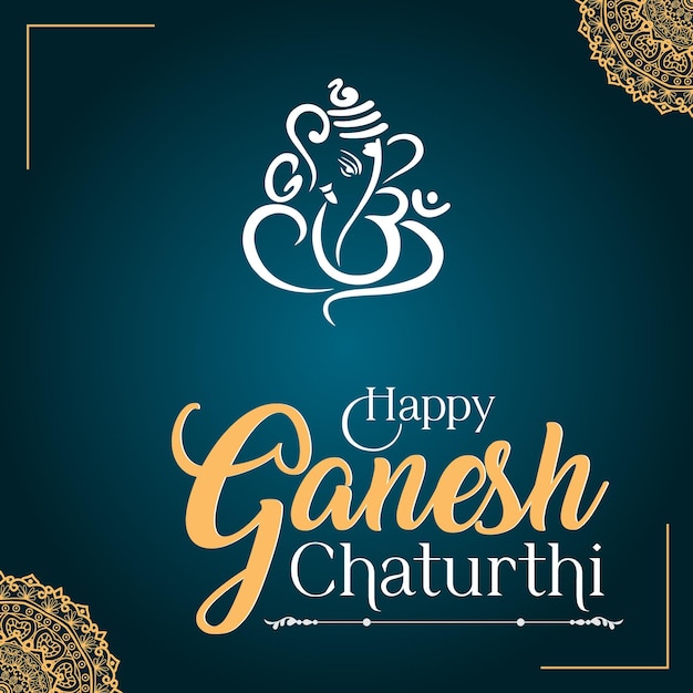 Festival indio de Ganesh Chaturthi bandera con el diseño de Lord Ganesh ji