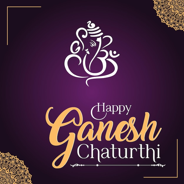 Festival indio de Ganesh Chaturthi bandera con el diseño de Lord Ganesh ji