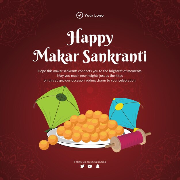 Festival indio happy makar sankranti banner design template