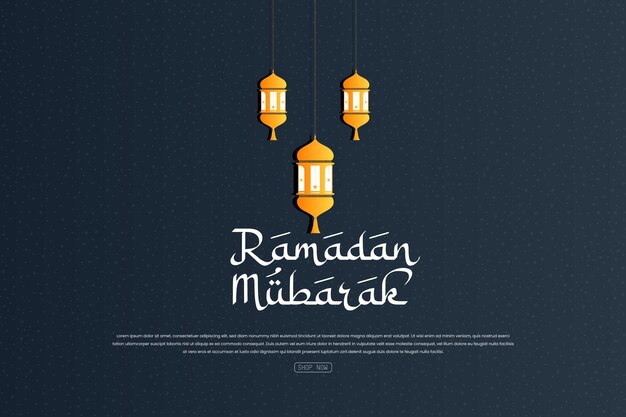 Festival islámico de Ramadán Mubarak Fondo con linternas islámicas