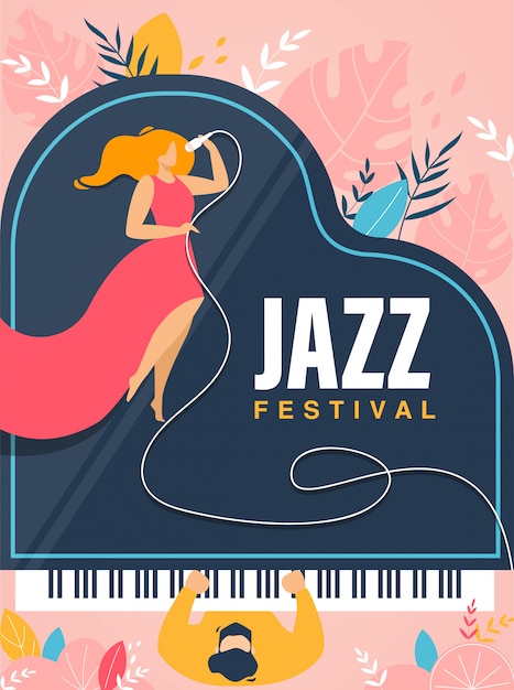 Festival de jazz banner, invitación, folleto de concierto.