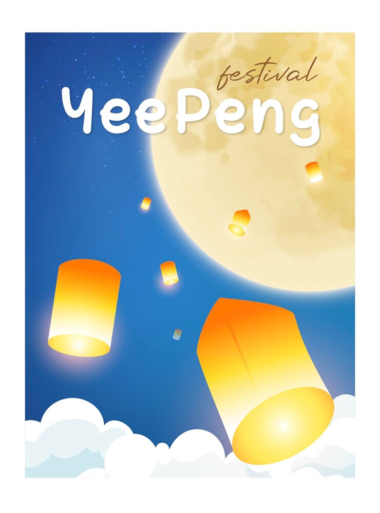 Vector festival de loy krathong en tailandia diseño de ilustrador8 convertido