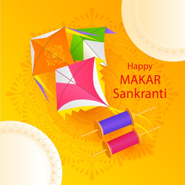 El festival de Makar Sankranti el festival de Pongal el festival hindú el festival indio el cartel de saludos
