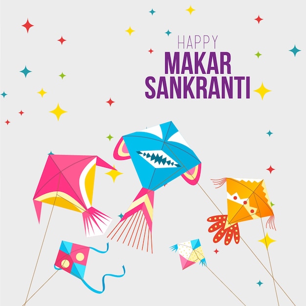 El festival de Makar Sankranti el festival de Pongal el festival hindú el festival indio el cartel de saludos