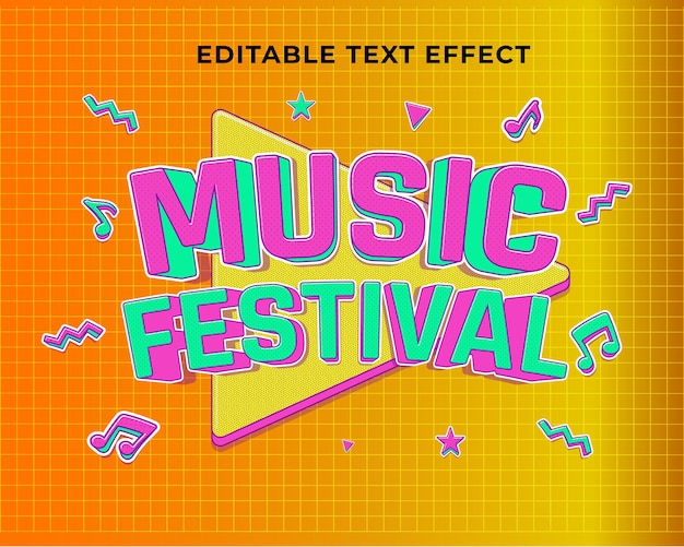 Festival de música 3d Vector Efecto de texto editable