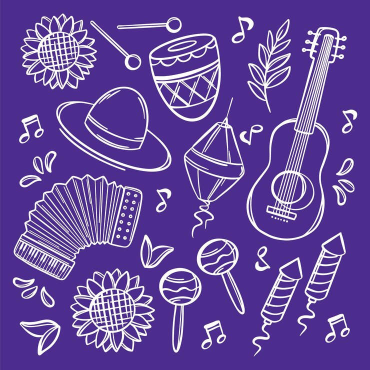 Vector festival de música brasil vacaciones ilustración vectorial dibujada a mano