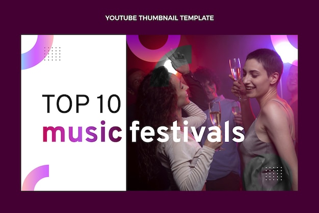 Festival de música colorido degradado miniatura de youtube