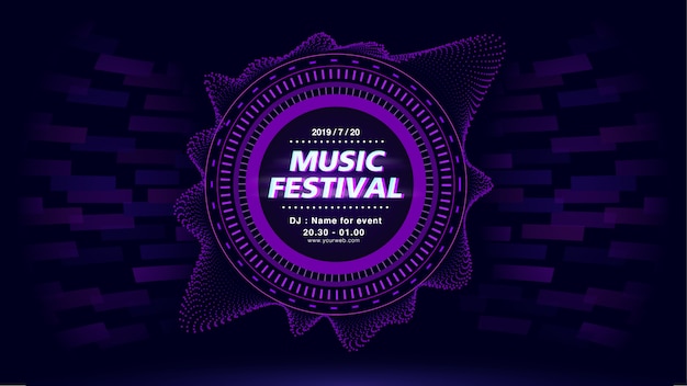 Vector festival de música fondo de pantalla web en tema púrpura.