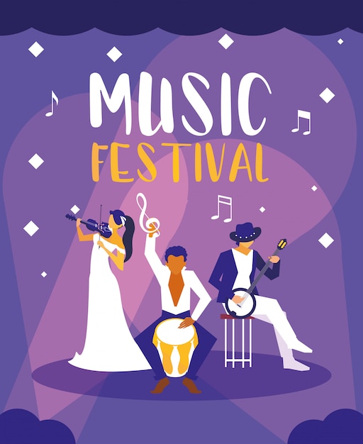 Festival de música con un grupo de artistas.