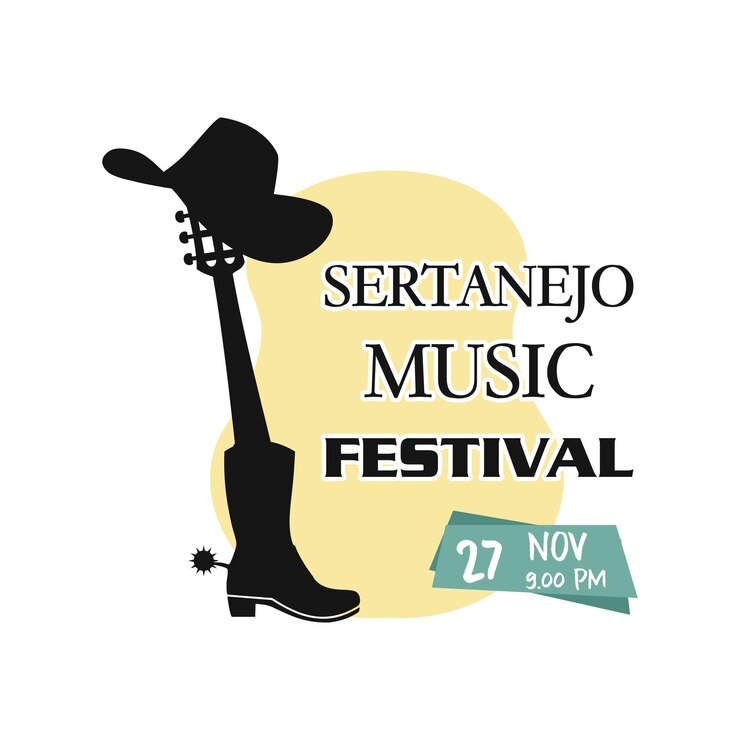 Festival de música de sertanejo de silueta plana
