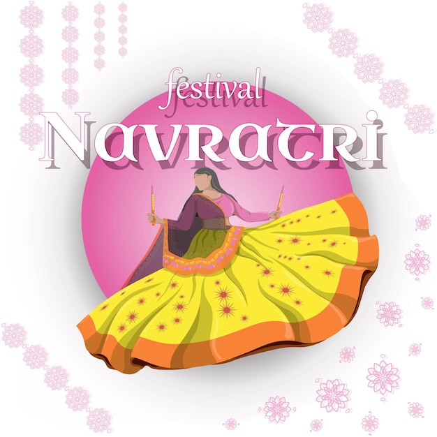 Vector festival navratri chicas bailando danza nacional