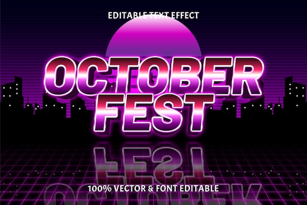 Festival de octubre efecto de texto editable estilo retro