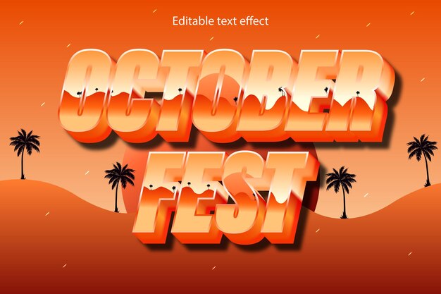 Vector festival de octubre efecto de texto editable estilo retro