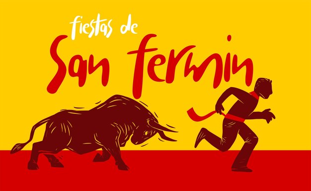 Festival de pamplona la gente corre de los toros en españa