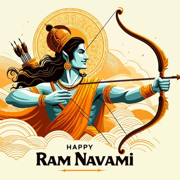 Vector el festival de shri ram navami desea el fondo del dios hindú rama