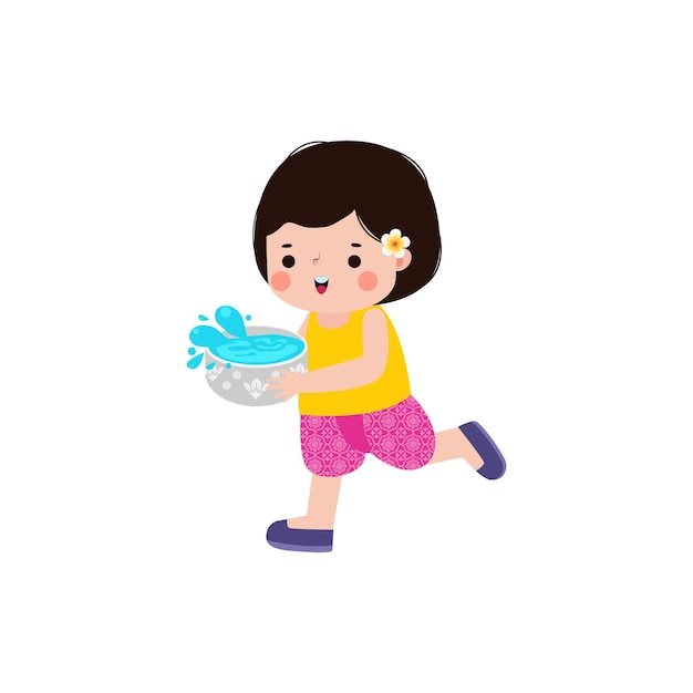 Festival de Songkran niño tailandés Tradicional disfrutar de salpicaduras de agua Tailandia Día de Año Nuevo Vector