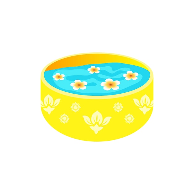 Festival de Songkran tazón de salpicaduras de agua y flor Tailandia Vector tradicional del día de Año Nuevo