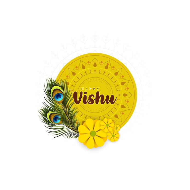 Vector festival tradicional indio happy vishu celebrado en kerala, india.
