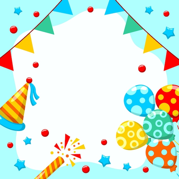 Festive Birthday Celebration with Balloons Streamers and Party Elements