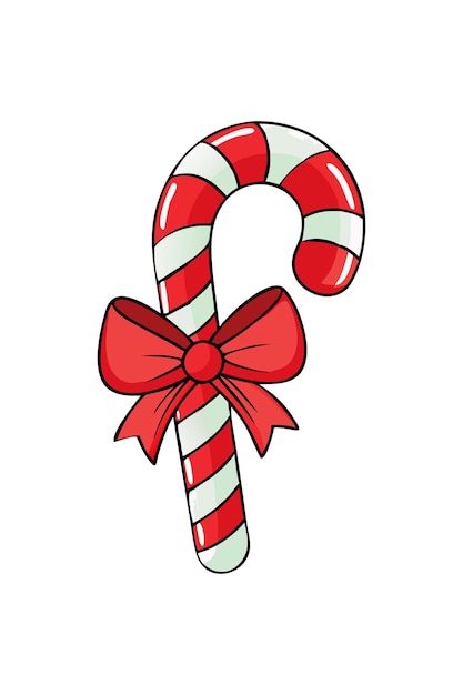 Festive Candy Cane with Red Bow for Christmas Decorations