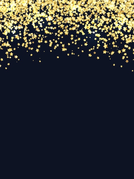 Festivo fondo vertical de Navidad y Año Nuevo con brillo dorado de estrellas Ilustración vectorial