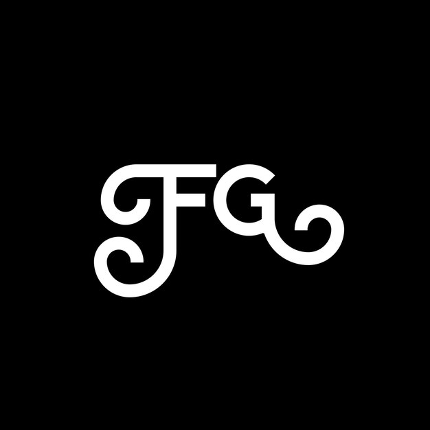 FG diseño de letras de logotipo sobre fondo negro FG iniciales creativas concepto de letra de logotipo fg diseño de letras FG diseño en letras blancas sobre fondo negra F G f g logotipo