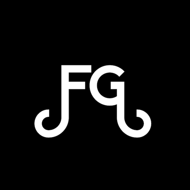 FG diseño de letras de logotipo sobre fondo negro FG iniciales creativas concepto de letra de logotipo fg diseño de letras FG diseño en letras blancas sobre fondo negra F G f g logotipo