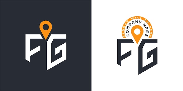 FG Lugar Logo Bundle Carta FG Logo Iconos de doble vector para el reclutamiento y la navegación