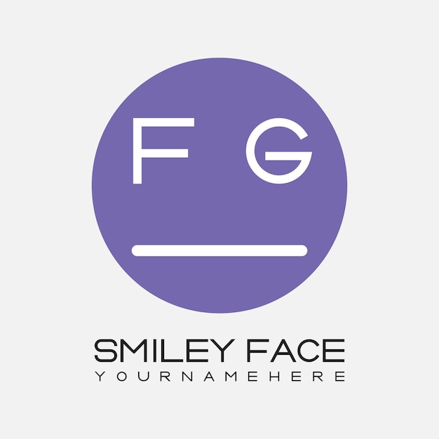 FG monograma inicial para el logotipo de la cara sonriente con diseño de estilo circular