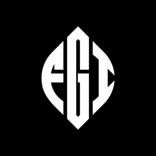 FGI diseño de logotipo de letra de círculo con forma de círculo y elipse FGI letras de elipse con estilo tipográfico Las tres iniciales forman un logotipo de círculo FGI emblema de círculo Monograma abstracto letra marca vector